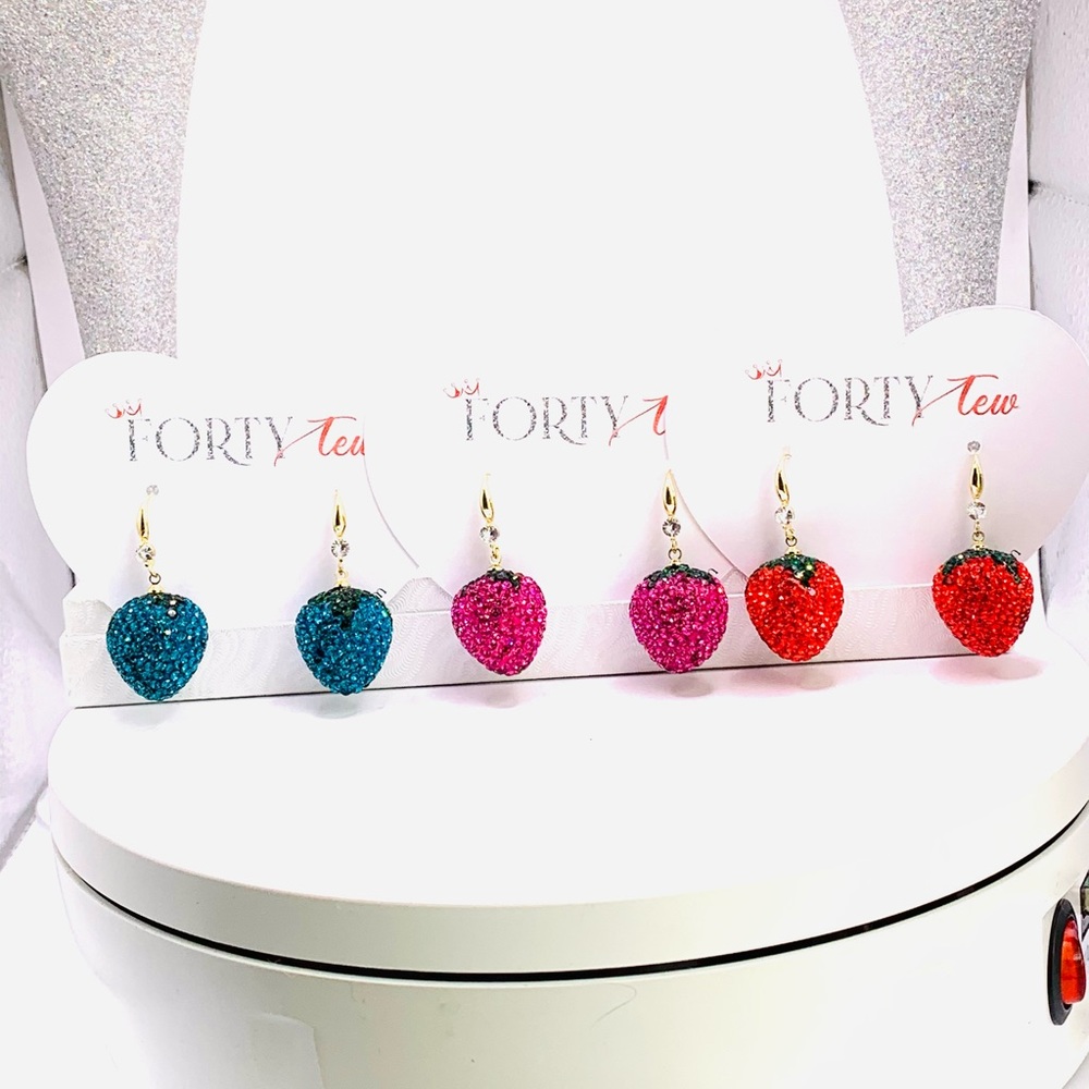 Bling Strawberry Dangle Earrings